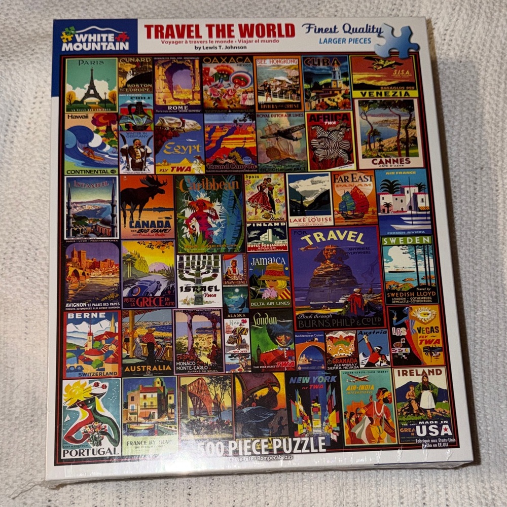 White Mountain Travel The World Puzzle - Colorful Adventure 500 piece NEW